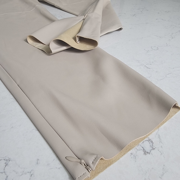 Zara faux leather leggings high rise cuff zipper cream size XXL - Picture 8 of 8